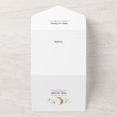 Night Sky Stars Celestial Arch Paarse bruiloft All In One Uitnodiging (Buitenkant)