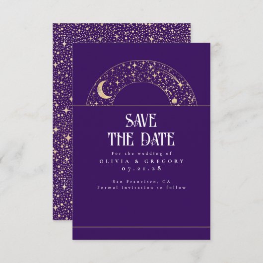 Night Sky Stars Celestial Sla de datum op Save The Date (Voorkant / Achterkant)
