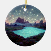 Night Sky Stars Fantasy Landschap Keramisch Ornament (Voorkant)