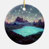 Night Sky Stars Fantasy Landschap Keramisch Ornament (Achterkant)