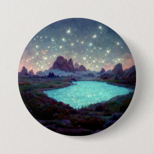 Night Sky Stars Fantasy Landschap Ronde Button 7,6 Cm