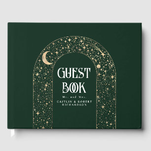 Night Sky Stars Hemelse Smaragdgroene bruiloft Gastenboek