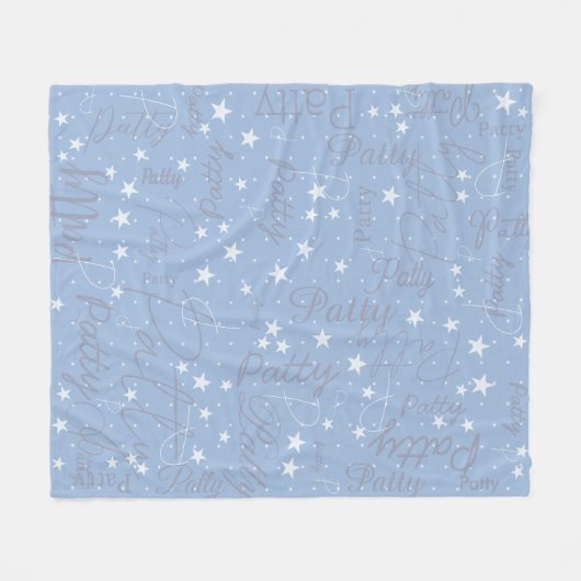 Night Sky Stars Lichtblauw (met haar naam) Fleece Deken (Voorkant (Horizontaal))