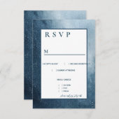 Night Sky Stars Marine Blue White Menu RSVP (Devant / Derrière)