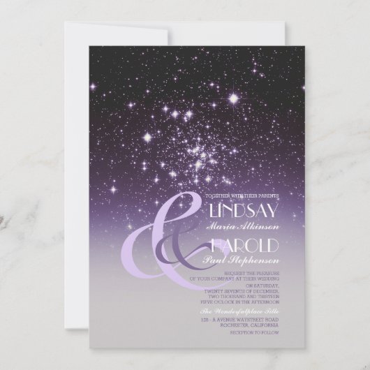 Night Sky Stars Romantique Mariage Invitations (Devant)