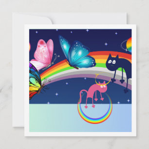 Night Sky, twee katten, vlinders en een regenboog Save The Date