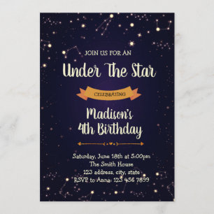 Night Sky verjaardagsfeestje uitnodiging