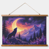 Night Sky Wolf Sasquatch Moose Crescent Moon Hangend Wandkleed (Voorkant)