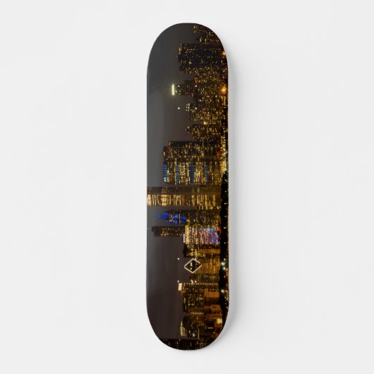 Night Skyline Chicago Pano Skateboard (Voorkant)