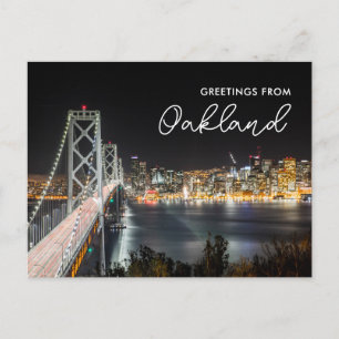 Night Skyline Groeten van Oakland Briefkaart