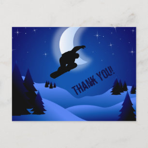 Night Snowboarding Mountain en Moon Dank u Briefkaart