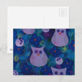 Night Song with Owls, Blue Briefkaart (Voorkant / Achterkant)