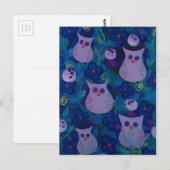 Night Song with Owls, Blue Briefkaart (Voorkant / Achterkant)