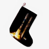 Night Space Rocket Launch Kleine Kerstsok (Voorkant (Hangend))