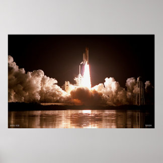 Night Space Shuttle Start Poster