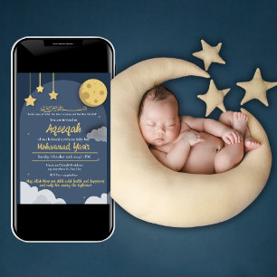 Night Star blauw aqeeqah moslim pasgeboren baby jo Kaart