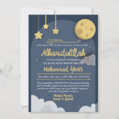 Night Star bleu musulman bébé garçon faire-part de (Devant)