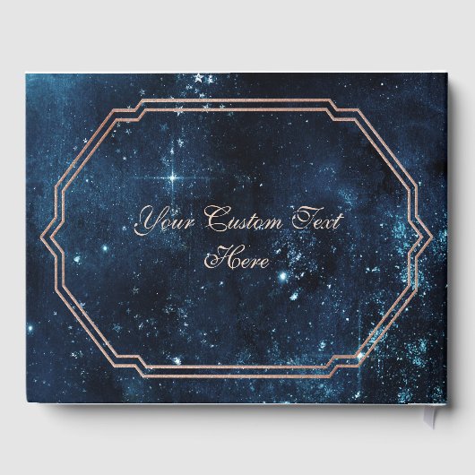 Night Star Sky Celestial Galaxy Bruiloft Monogram Gastenboek (Achterkant)