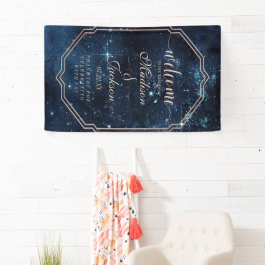 Night Star Sky Celestial Galaxy Bruiloft Welkom Spandoek (Insitu)