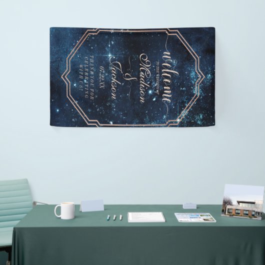 Night Star Sky Celestial Galaxy Bruiloft Welkom Spandoek (Beurs)
