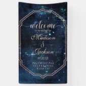 Night Star Sky Celestial Galaxy Bruiloft Welkom Spandoek (Verticaal)
