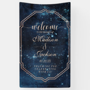 Night Star Sky Celestial Galaxy Bruiloft Welkom Spandoek