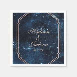 Night Star Sky Celestial Galaxy Monogram Bruiloft Servet