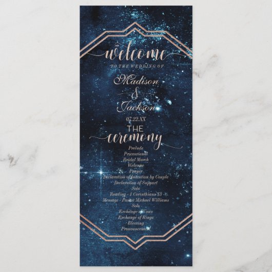 Night Star Sky Celestial Galaxy Wedding Programme (Devant)