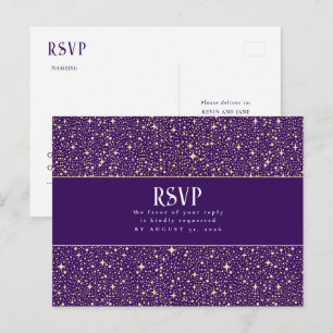 Night Stars Paarse bruiloft RSVP Briefkaart