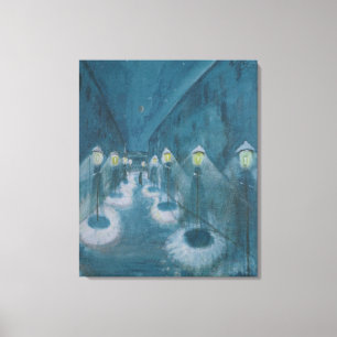 Night Street (Street By Night) (1922) Walter Grama Canvas Afdruk