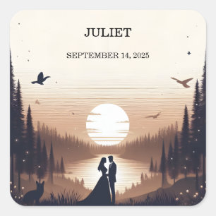 Night Sunset Moon Cloud Twilight Vrijgezellenfeest Vierkante Sticker