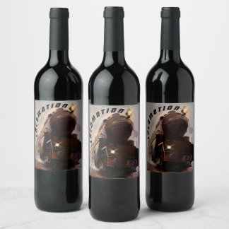 Night Train Engine Eving Locomotion Railroad Wijn Etiket