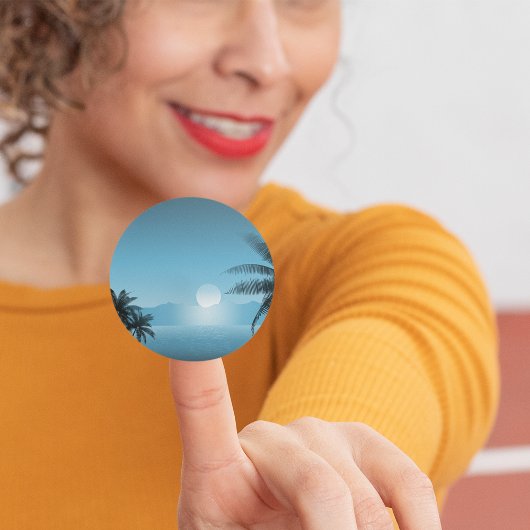 Night Tropical Schilderachtig Ronde Sticker