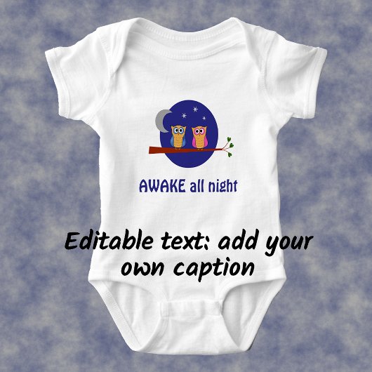 Night uilen grappige cartoon aangepaste tekst romper