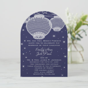 Night Wedding Navy & Silver Lantern Stars Garland Kaart