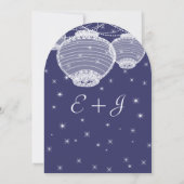 Night Wedding Navy & Silver Lantern Stars Garland Kaart (Achterkant)