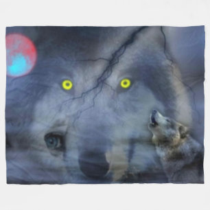 NIGHT WOLF FLEECE DEKEN