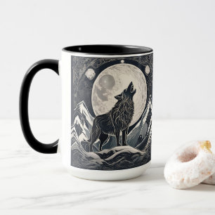 Night Wolf Howl - Moonlight & Forest esthetiek Mok