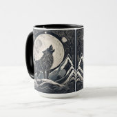 Night Wolf Howl - Moonlight & Forest esthetiek Mok (Voorkant links)