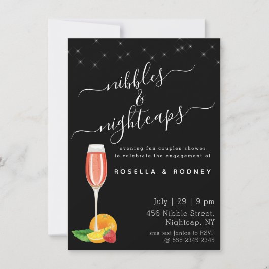 Nightcaps Nibbles Couples Douche Budget Invitation (Devant)