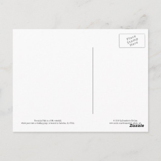 "Nightfall/Waterfall" — Noccalula-Herfsten Briefkaart (Achterkant)