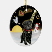 NightFlight- Black Pug (#13) Keramisch Ornament (Rechts)