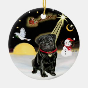 NightFlight - Black Pug (#13) Keramisch Ornament