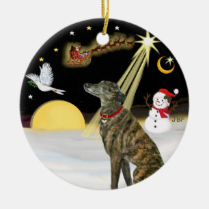 NightFlight- Brindle Greyhound Keramisch Ornament