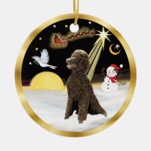 NightFlight- Chocolade Standaardpoedel Keramisch Ornament