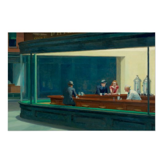 Nighthawks 1942 beroemd gemaakt door Edward Hopper Perfect Poster (Voorkant)