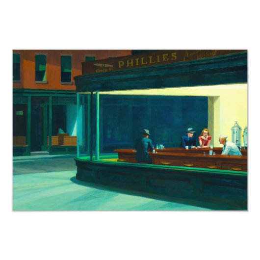 Nighthawks, 1942, ingediend door Edward Hopper Foto Afdruk (Voorkant)