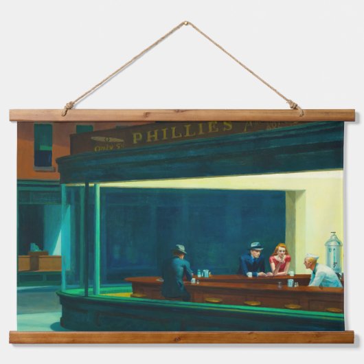 Nighthawks, 1942, ingediend door Edward Hopper Hangend Wandkleed (Voorkant)