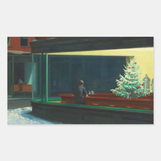 Nighthawks met Kerstmis Rechthoekige Sticker (Voorkant)
