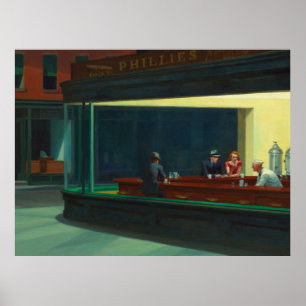 Nighthawks-schilderij van Edward Hopper Poster